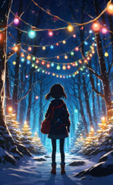 a little girl that lives in a forest walks in and finds this 🎄