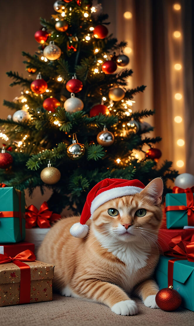 "Adorable Santa Cats – Festive Holiday Charm