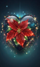 glass heart and poinsettia