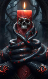 Snake and Skull Candle