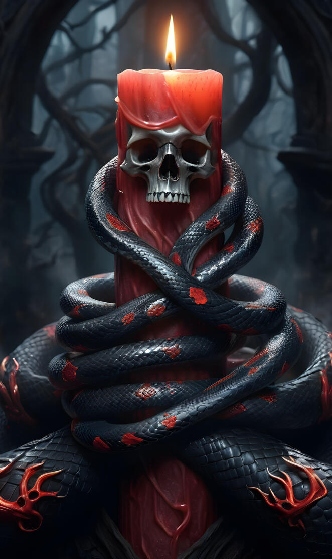 Snake and Skull Candle