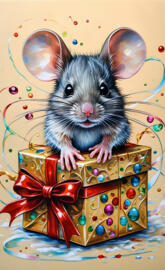 a hamster with a bow on a birthday cake