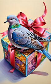 a colorful bird in a bucket