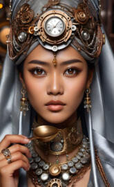 Beautiful Brown Skinned Asian Eyes wearing Silver Turbin Wrap.