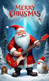 a person in a santa suit playing a guitar
