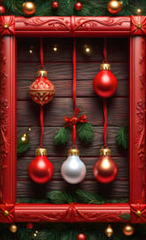 Christmas bulbs, red, frame