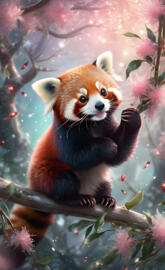 a red panda sitting on a branch