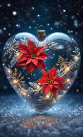 poinsettia heart with snowflakes