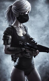 a woman holding a gun