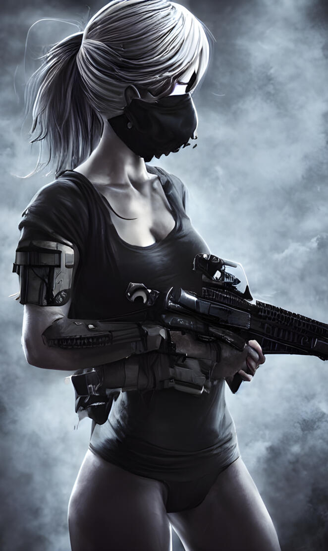 a woman holding a gun