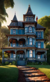 Victorian house on a hill