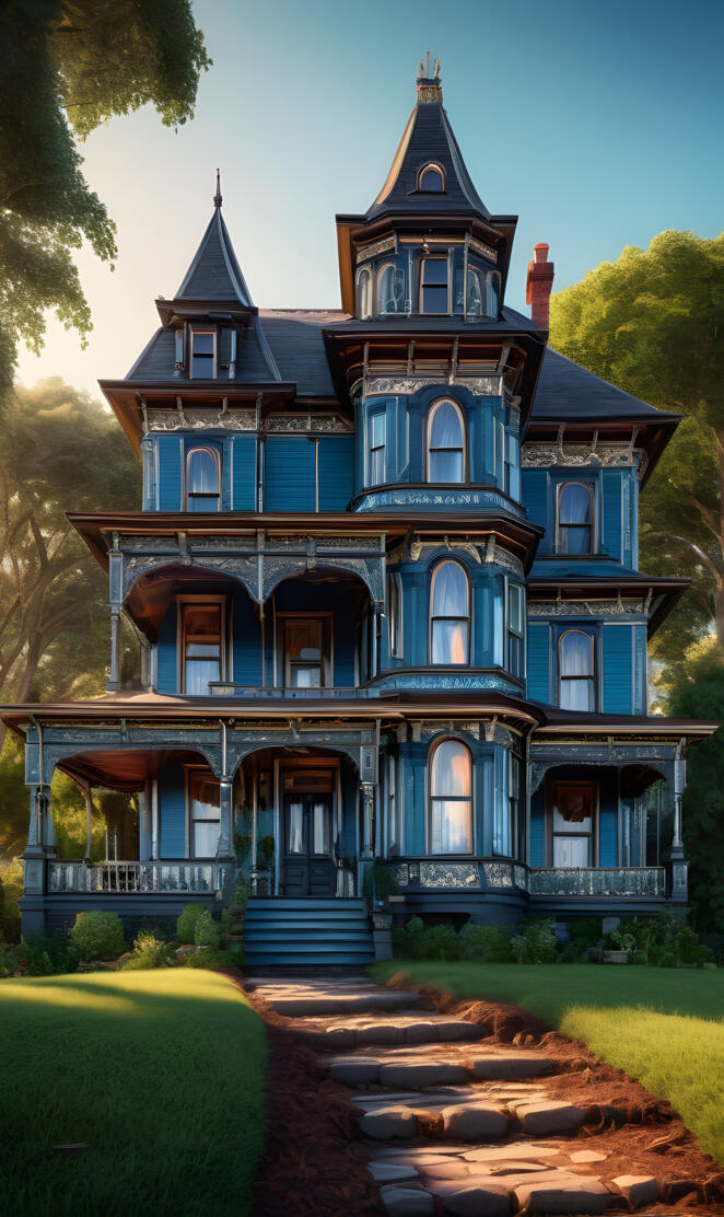 Victorian house on a hill
