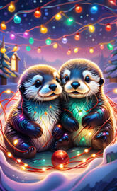 otter twins sharing headphones