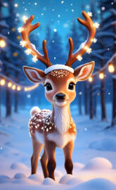 cute reindeer with snowflake lights
