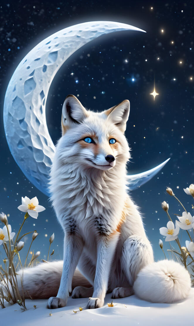 fox and frozen moon