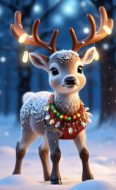 cute reindeer with lighted collar