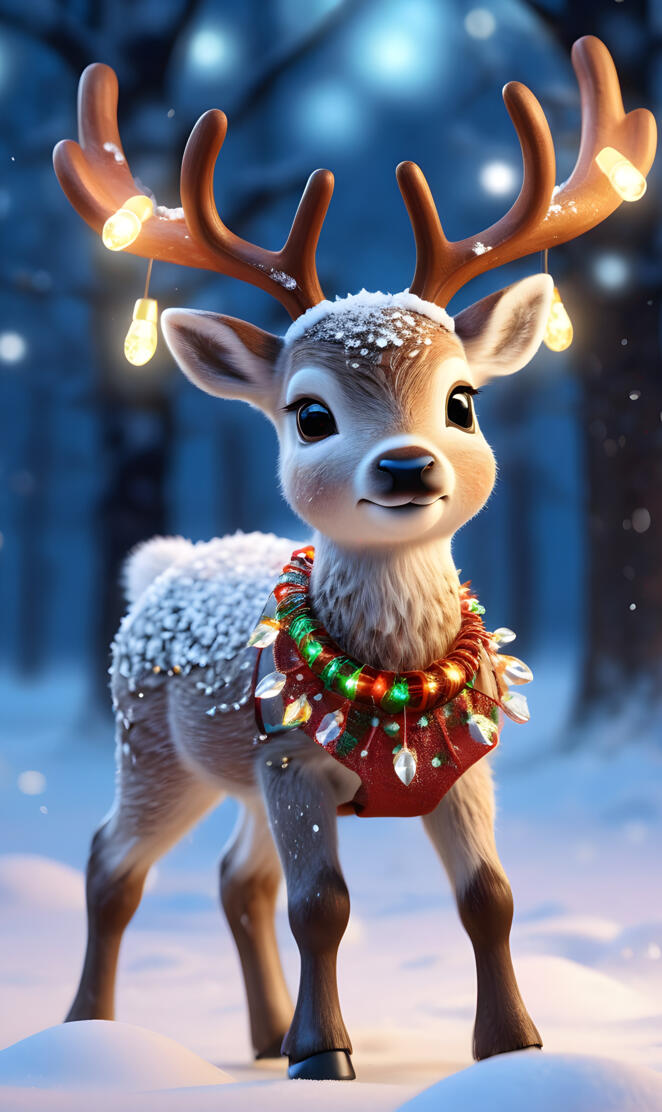 cute reindeer with lighted collar
