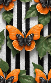 Orange And Black Striped Theme Butterfly
