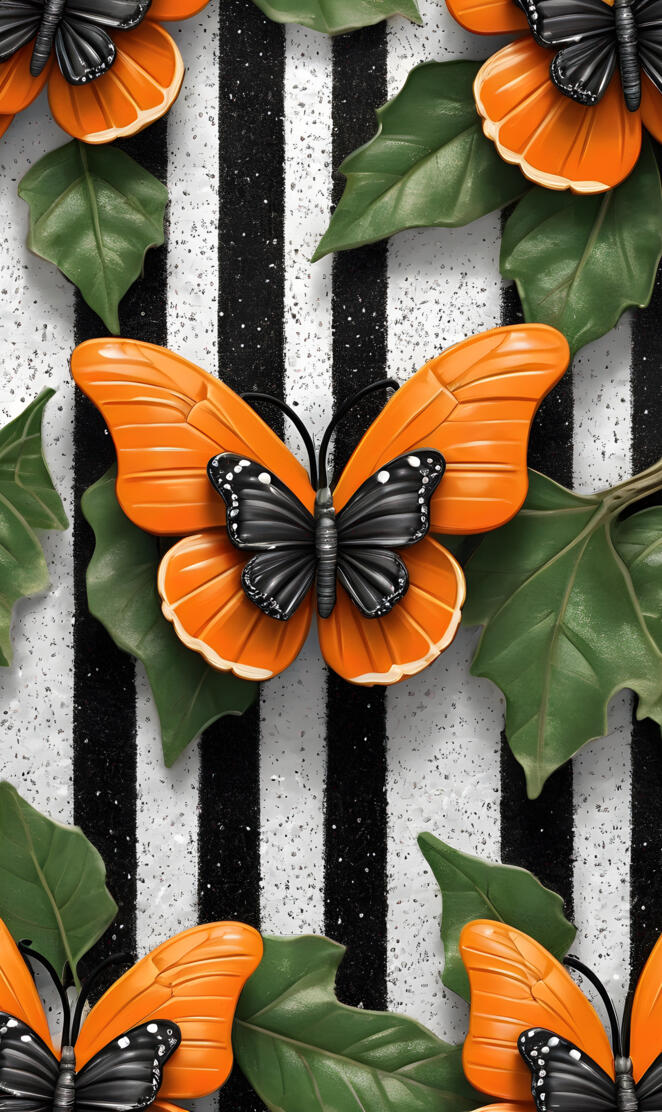 Orange And Black Striped Theme Butterfly