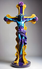 a colorful statue of a person