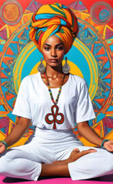 Brown Skinned Woman In A Yoga Pose Wearing A Ankh 💕