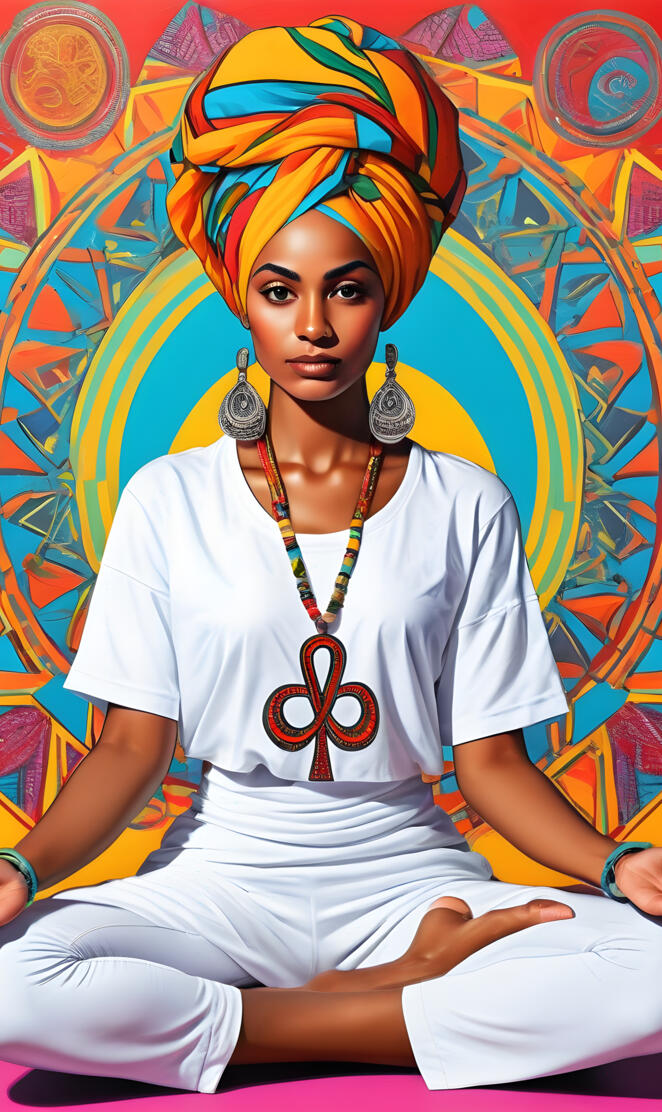 Brown Skinned Woman In A Yoga Pose Wearing A Ankh 💕