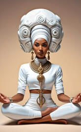 Brown Skinned Woman In A Yoga Pose Wearing A Ankh.