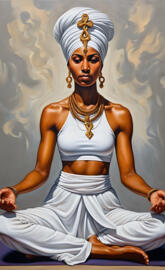 Brown Skinned Woman In A Yoga Pose Wearing A Ankh 💕