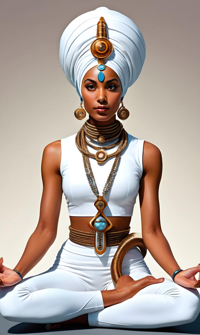 Brown Skinned Woman In A Yoga Pose Wearing A Ankh 💕