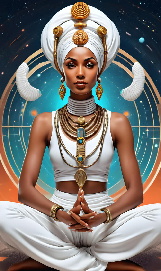 Brown Skinned Woman In A Yoga Pose Wearing A Ankh 💕
