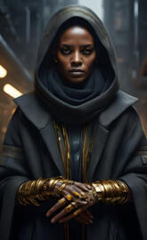 Brown Skinned Woman With Golden Eye shadow Wearing Gold Bracelets