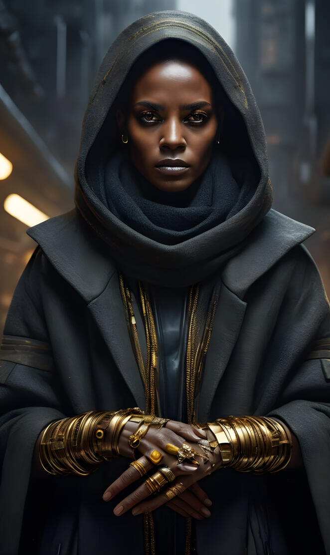 Brown Skinned Woman With Golden Eye shadow Wearing Gold Bracelets