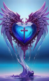 draping of the cross, big glass heart over the ocean