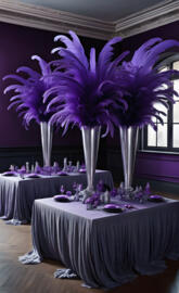 Tables with feathers in vases
