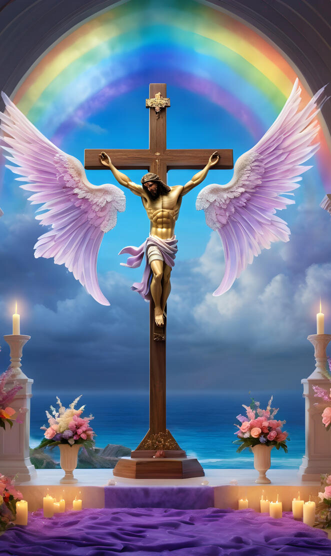 Jesus on the cross, dying for your sins, synergybydesign