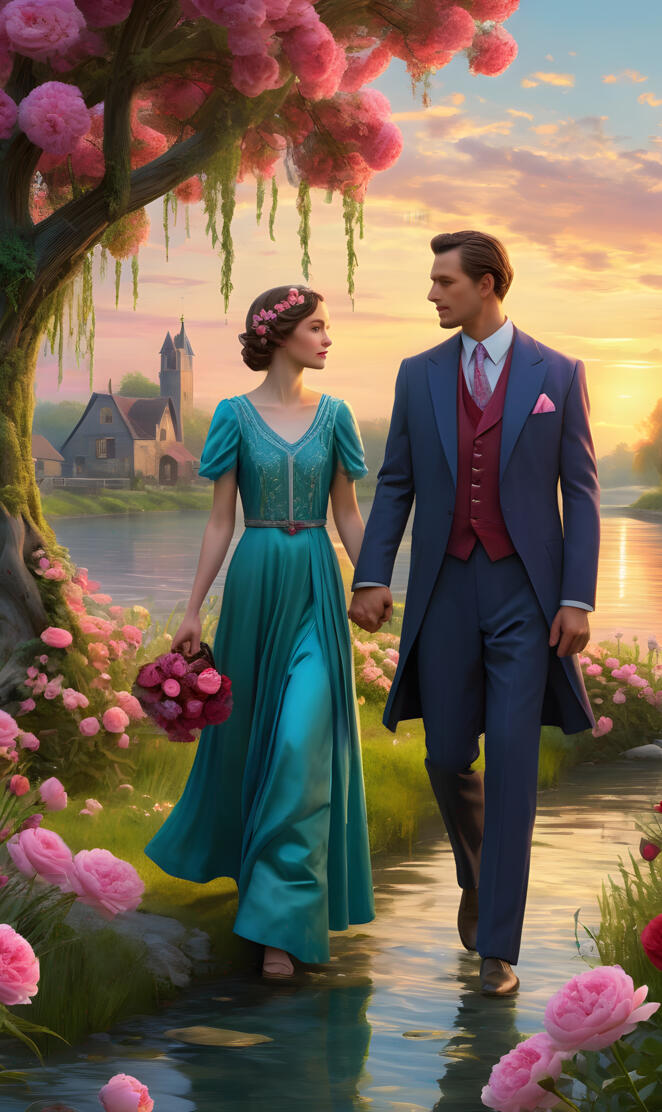 draping of the cross, romantic, 1920s couple walking, in love