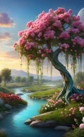 divine roses, flowers, weeping willow, holy river, synergy