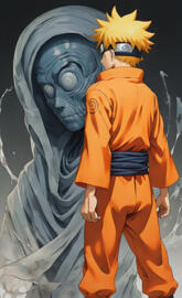 Naruto Uzumaki, like a specter of the past, emerges in haunting glory