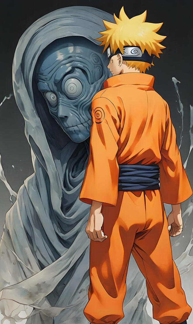 Naruto Uzumaki, like a specter of the past, emerges in haunting glory