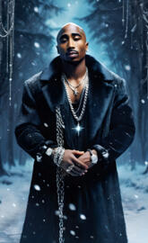 Tupac wearing a black robe