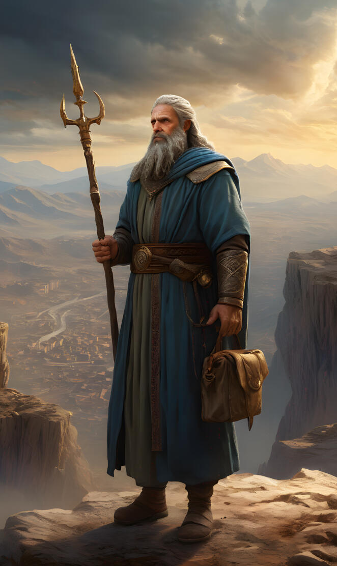 a person in a robe holding a staff