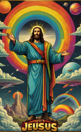 a religious figure with a blue robe