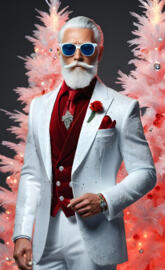 a person wearing a white robe and sunglasses