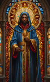 a religious statue in a building