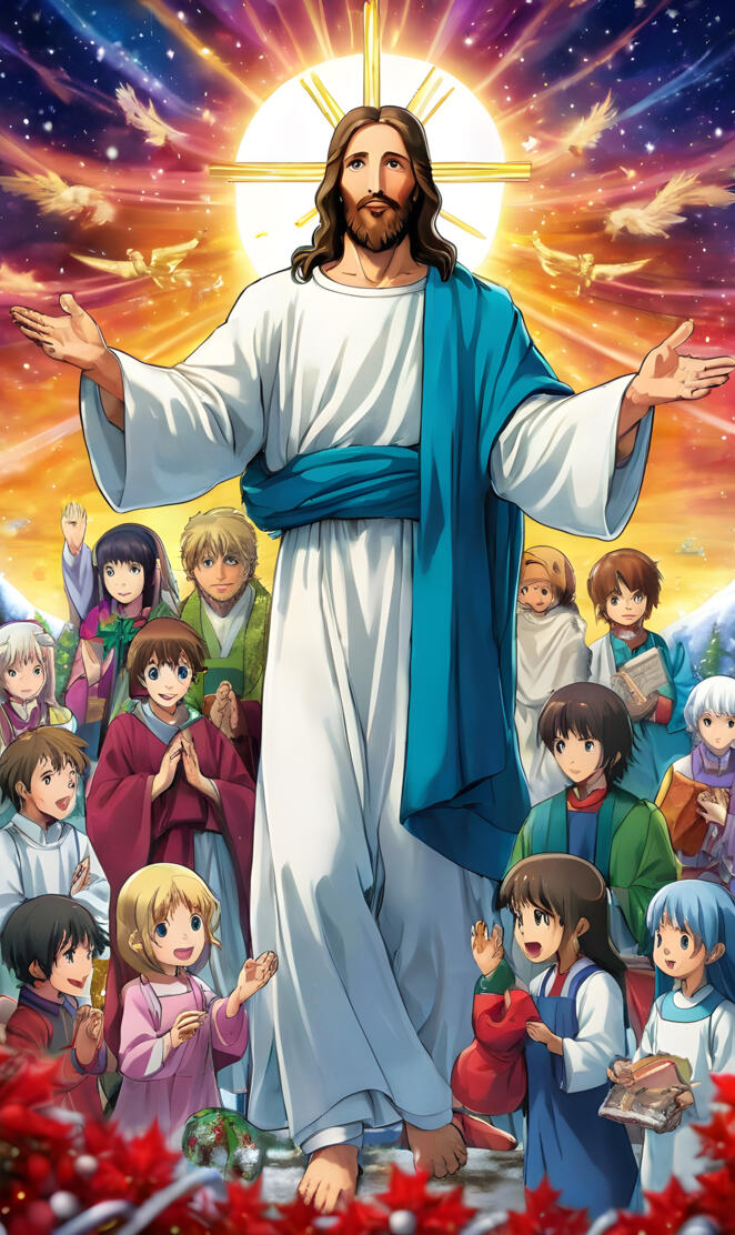 a person in a robe with a group of children