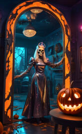 a statue of a person in a robe holding a ball