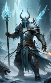 A frozen monk fighting in the frozen abyss