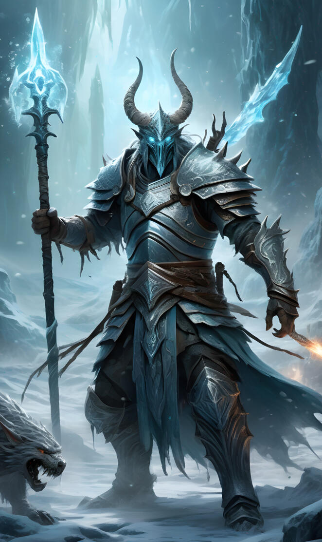 A frozen monk fighting in the frozen abyss