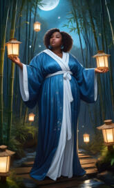 black women princess in bamboo forest