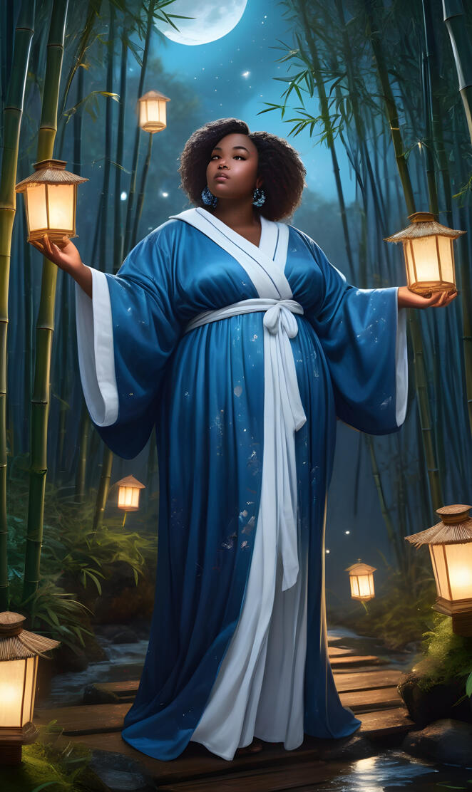 black women princess in bamboo forest